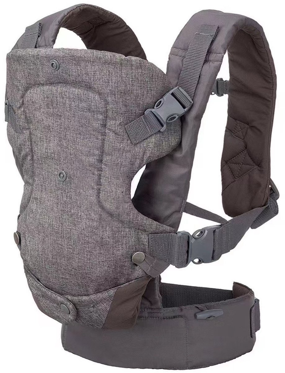 MODFU Draagzak – Baby Buikdrager voor Wandelen & Dagelijks Gebruik – Comfortabel & Zacht Materiaal – Verstelbare Schouder- en Heupbanden – Praktisch & Handenvrij – Grijs