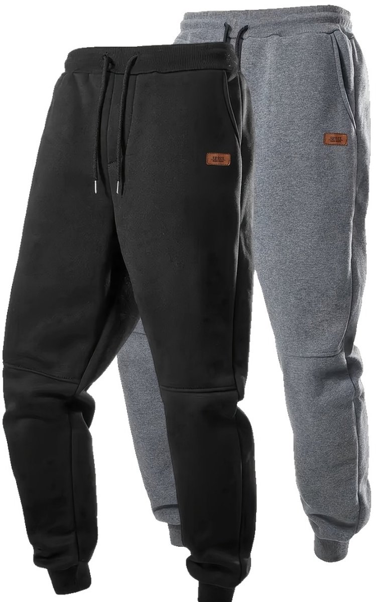 Currero Warme Broek Heren Thermo Fleece Winterbroek Joggingbroek Sweatpants + Donkergrijs Zwart