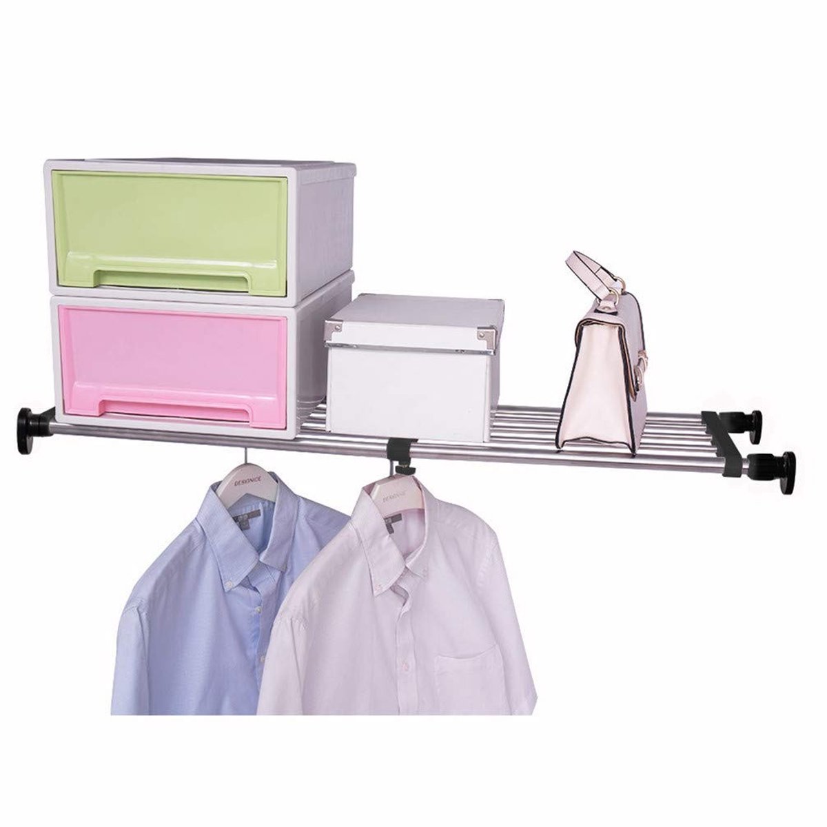 Elzusha - Uitschuifbare Plankrek met Verstelbare Strap Bar, Organisator voor Keuken en Badkamer