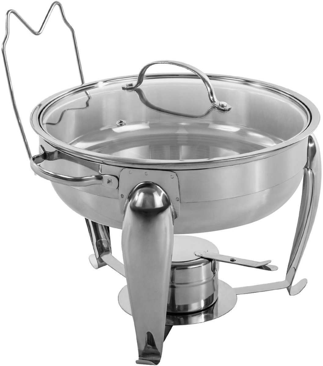 Elzusha - Buffetset met ronde warmhoudschalen - 4L roestvrij staal