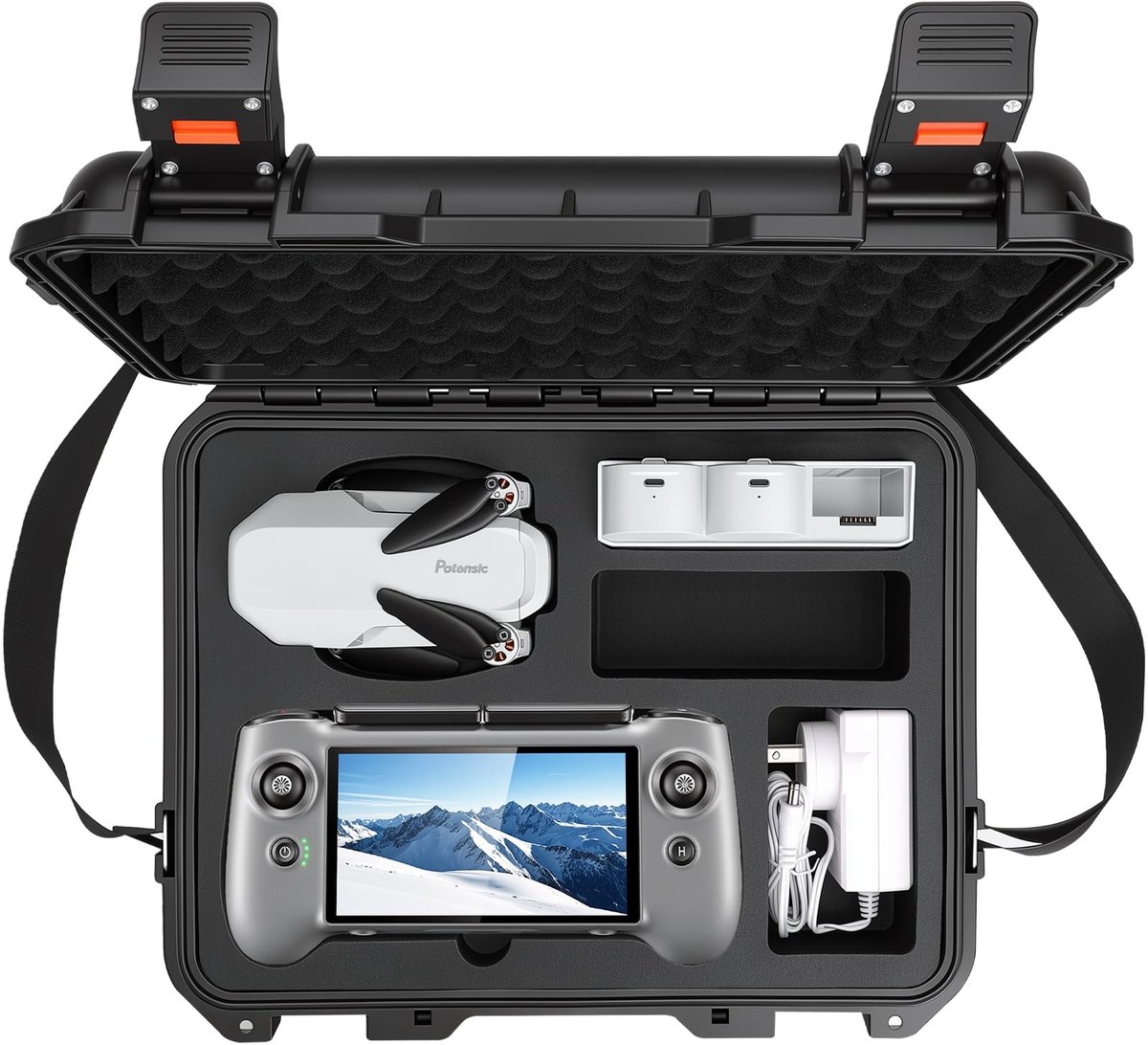 Elzusha - Harde Koffer voor Potensic Atom 2 Drone, Zwart/Rood