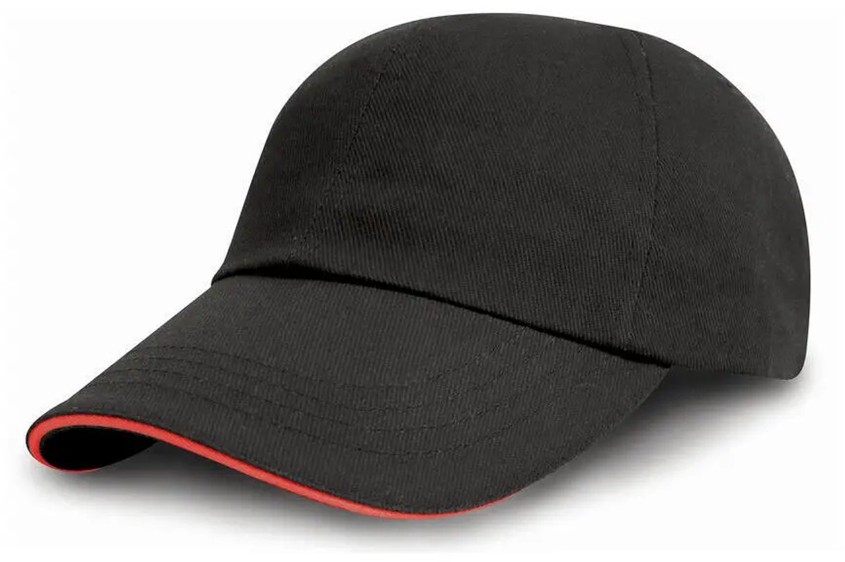 Result Brushed Cotton Decorators Cap With Sandwich Peak RH50 - black/red - One size