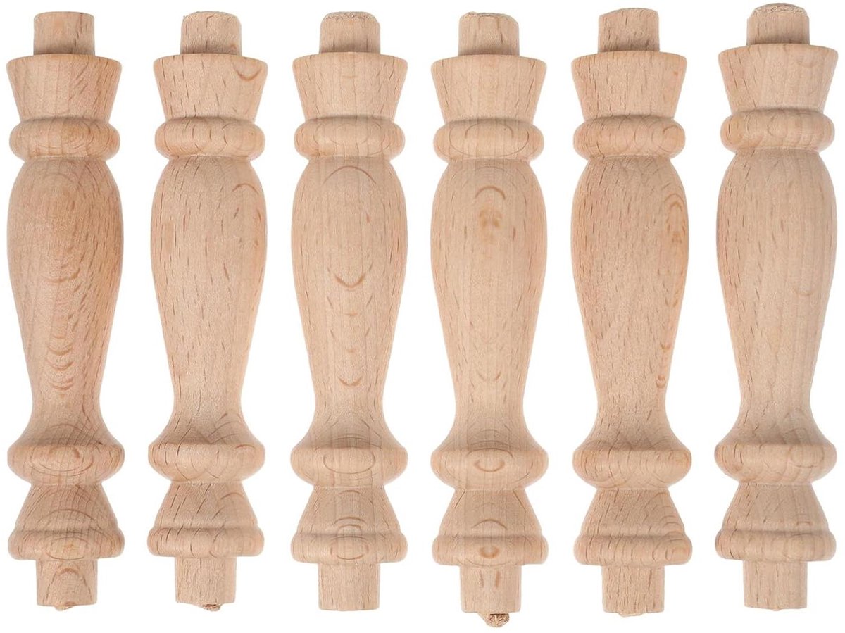 Houten Pilaardecoratie - Romeinse Stijl - Interieur Verfraaien - Massief Hardhout - 6 Stuks - Beige
