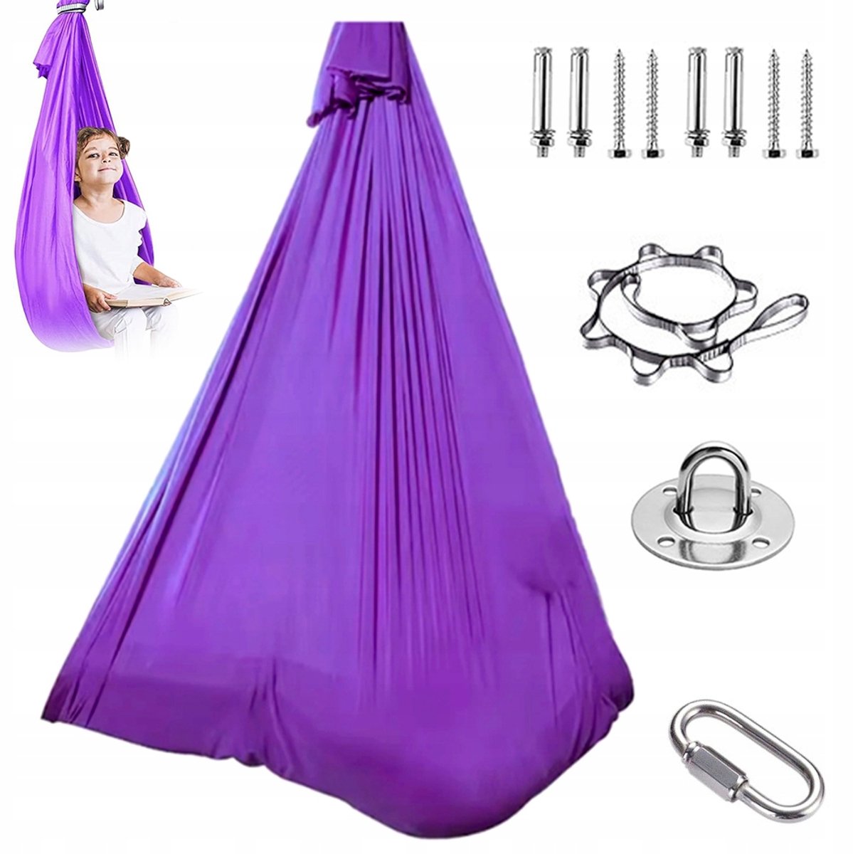 Merkloos yogahangmat 280x150 cm - sterk nylon, 150kg trekvermogen