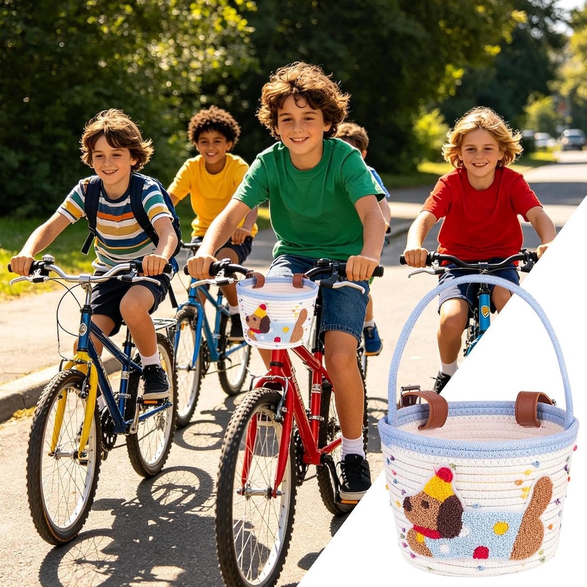 Kinderfietsmand - Fietstas Kinderen - Spullen Vervoeren - Teckel Ontwerp - 21.5 x 16.5 cm - Blauw