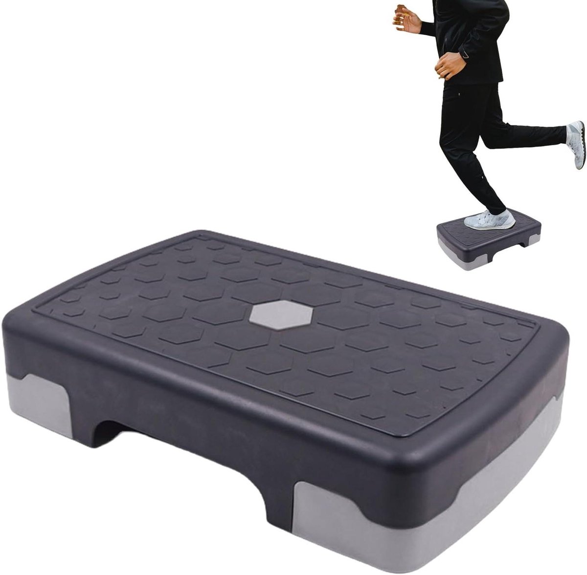 Fitnessstepper - Stepbankje - Lichaam Vormen - Antislip Platform - 45 x 30 x 10 cm - Donkergrijs