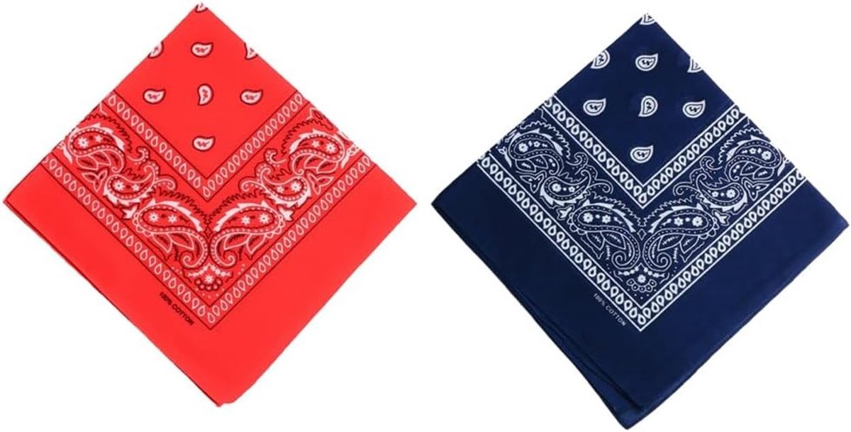 Stijlvol Paisley Sjaal Set voor Mannen en Vrouwen - 2-delige Motor Sjaal en Bandana in Rood en Marineblauw voor Elke Gelegenheid