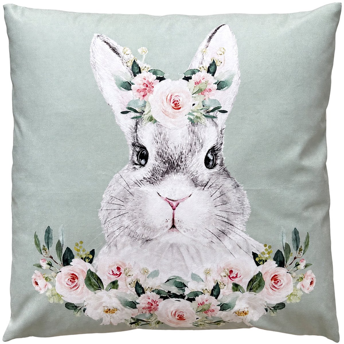 Clayre & Eef Sierkussen 45x45 cm Groen Polyester Konijnen