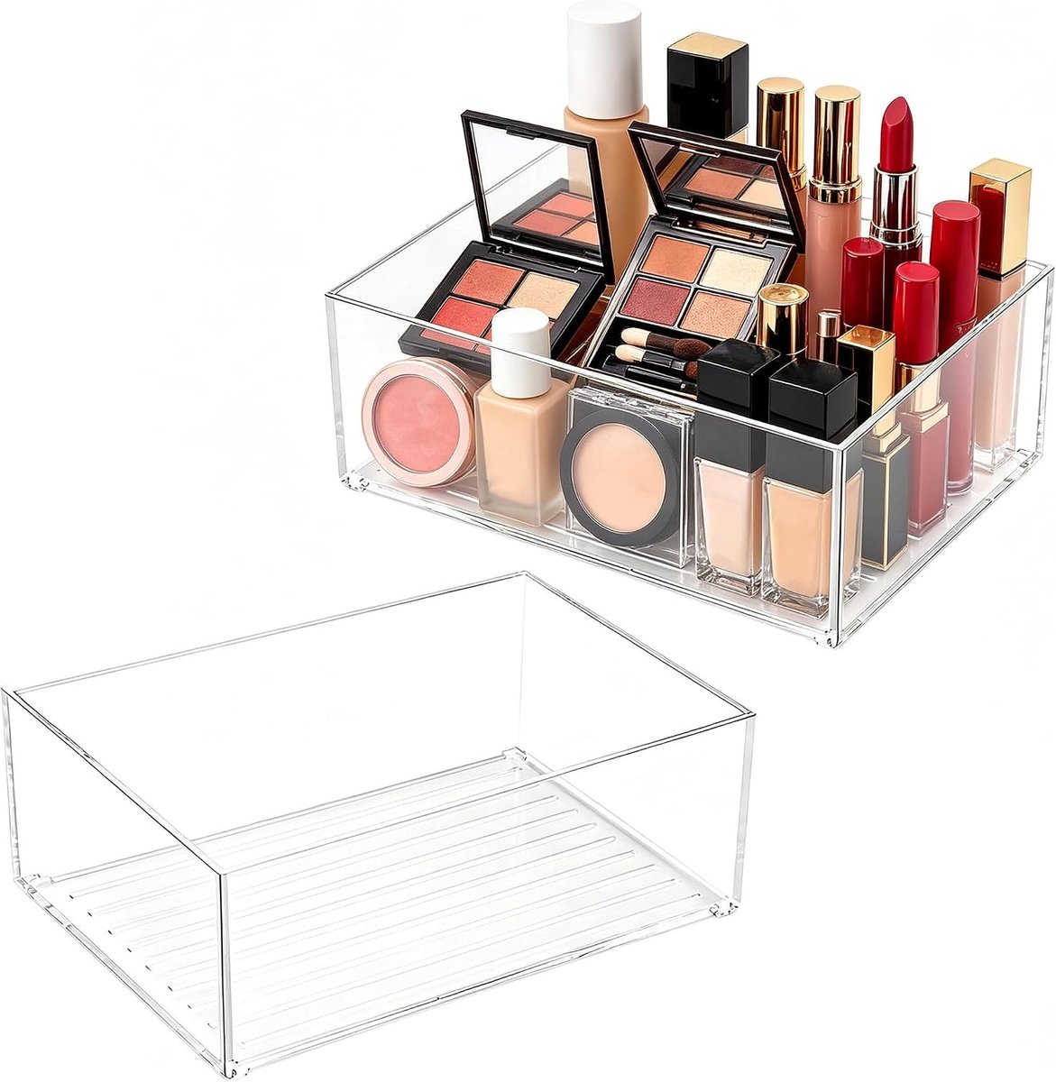 Duidelijke Opbergdozen voor Make-up en Sieraden, 16.5 x 11 x 6 cm | Organizer voor Cosmetica, Borstels, Eyeliners en Lipsticks