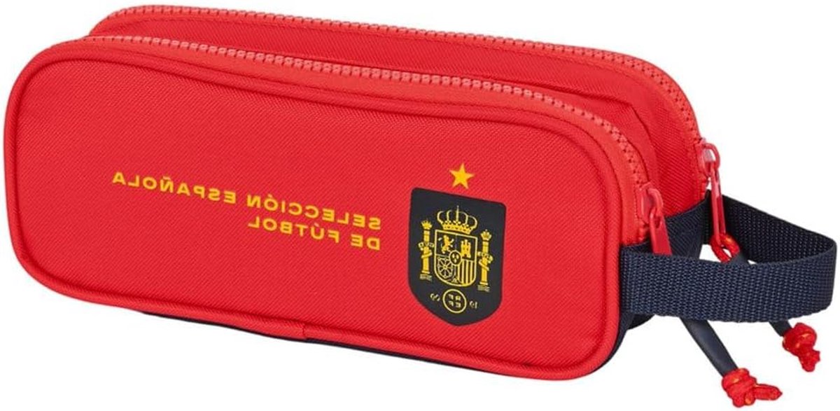 Etui Spaans Voetbalteam - Etui Dubbel - Schoolbenodigdheden - Hoge Kwaliteit Ritsen - 210 x 60 x 80 mm - Rood/Blauw