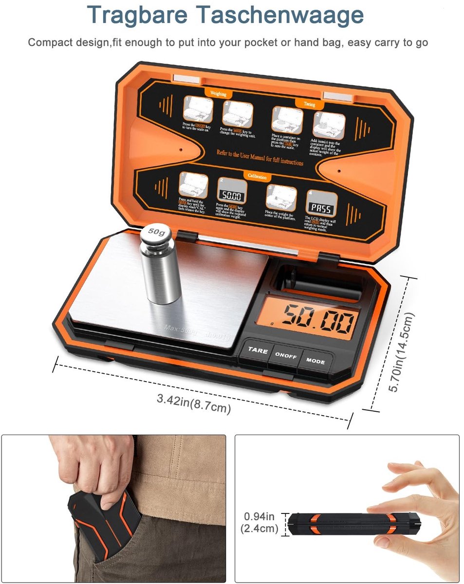 Microweegschaal - Zilver - 500 g - Digitale Precisieweegschaal met Tara-functie - Voor Keuken en Sieraden