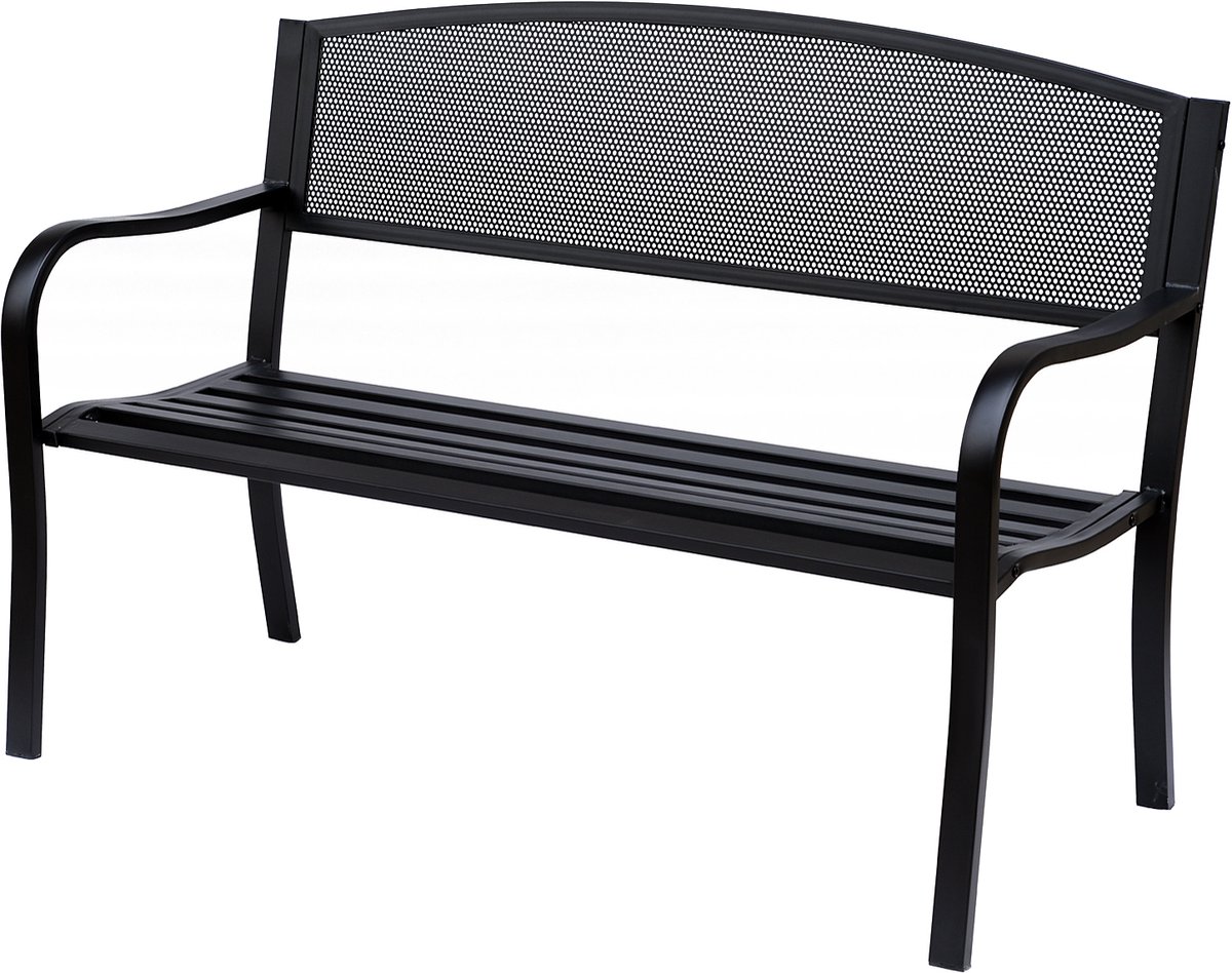 Tuinbank - parkbank - 2 - zits - staal - zwart - B127 x D60 x H87 cm