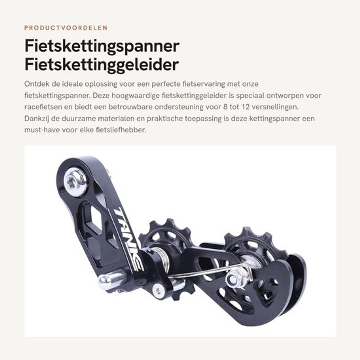 Fietskettingspanner Hoogwaardig - Fietskettinggeleider - Anti-Drop Link - Verstelbaar - Aluminiumlegering - Geschikt voor 8-12 versnellingen - Kettinggeleider