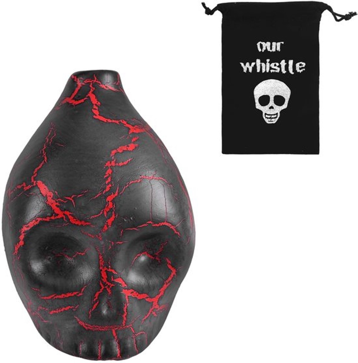 Doodsfluit 125 Decibel - Azteekse Doodsfluit - Keramiek - Halloween Geschenk - Inclusief Opbergzak/Touw - 7,5 x 6 cm - Fluit