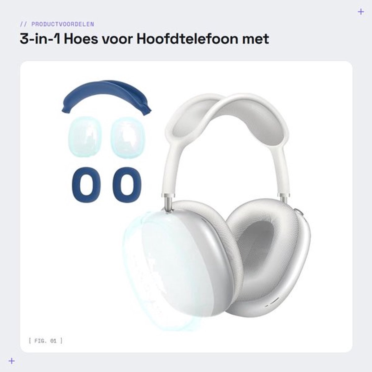 Hoes voor AirPod Max - Siliconen Oorkussens - TPU Beschermhoes - Hoofdband Cover - Diepblauw - Schokbestendig - Koptelefoonhoes