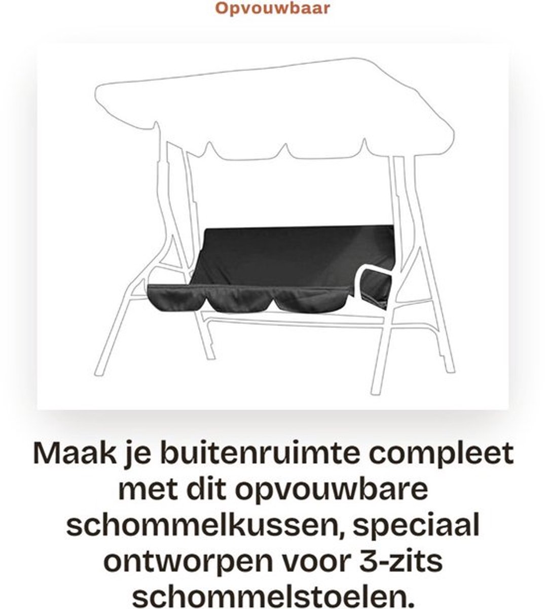 Schommelkussen Waterdicht - Opvouwbaar - 3-zits Schommelzitje - 190T Polyester - 150x50x10cm - Geschikt voor Tuin/Patiotuin - Schommelstoel