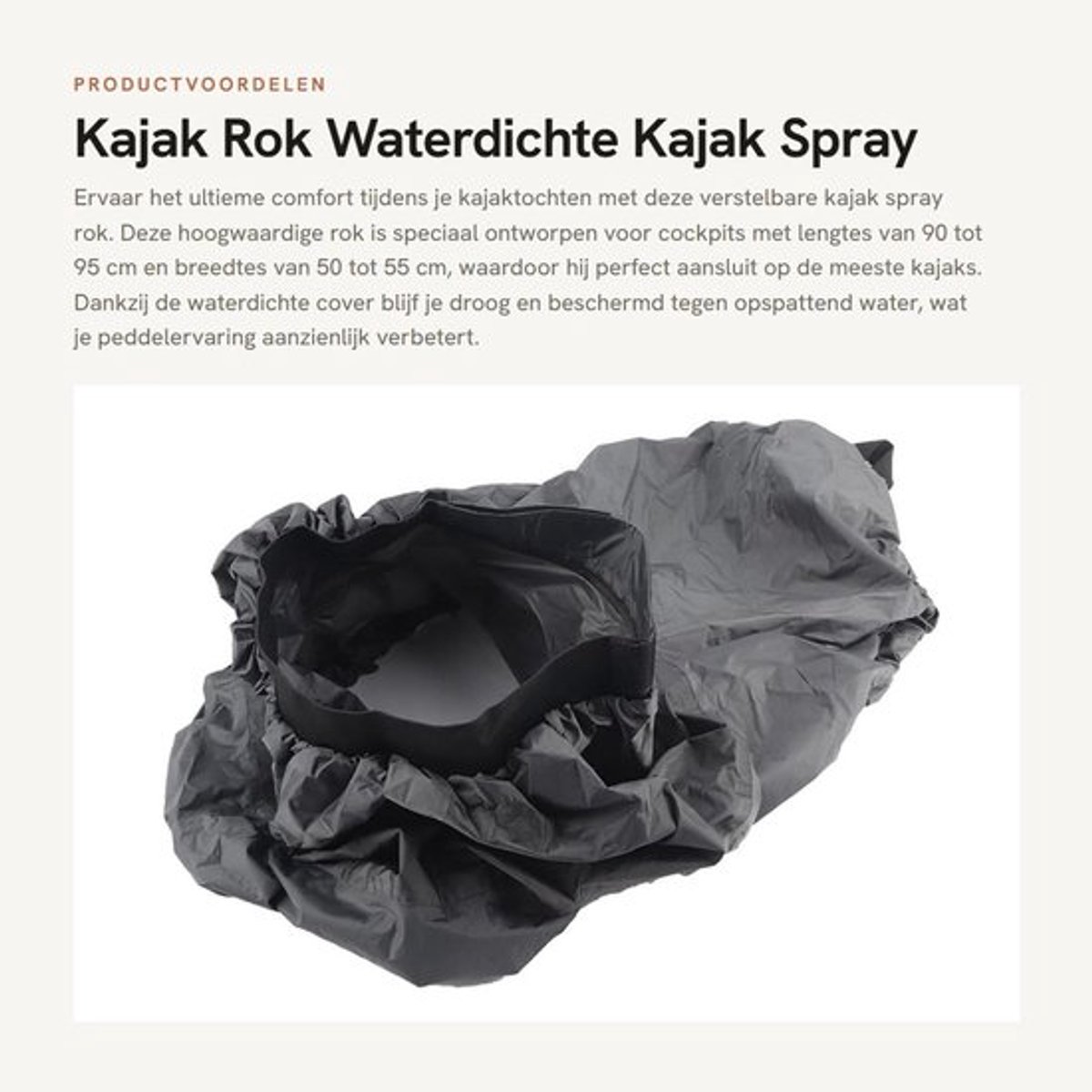 Kajak Rok Waterdicht - Verstelbare Kajak Spray Rok - Nylon Cover - Goede Pasvorm - Veilig Bevestigingssysteem - Voor Cockpits 90-95 cm - Spraydeck