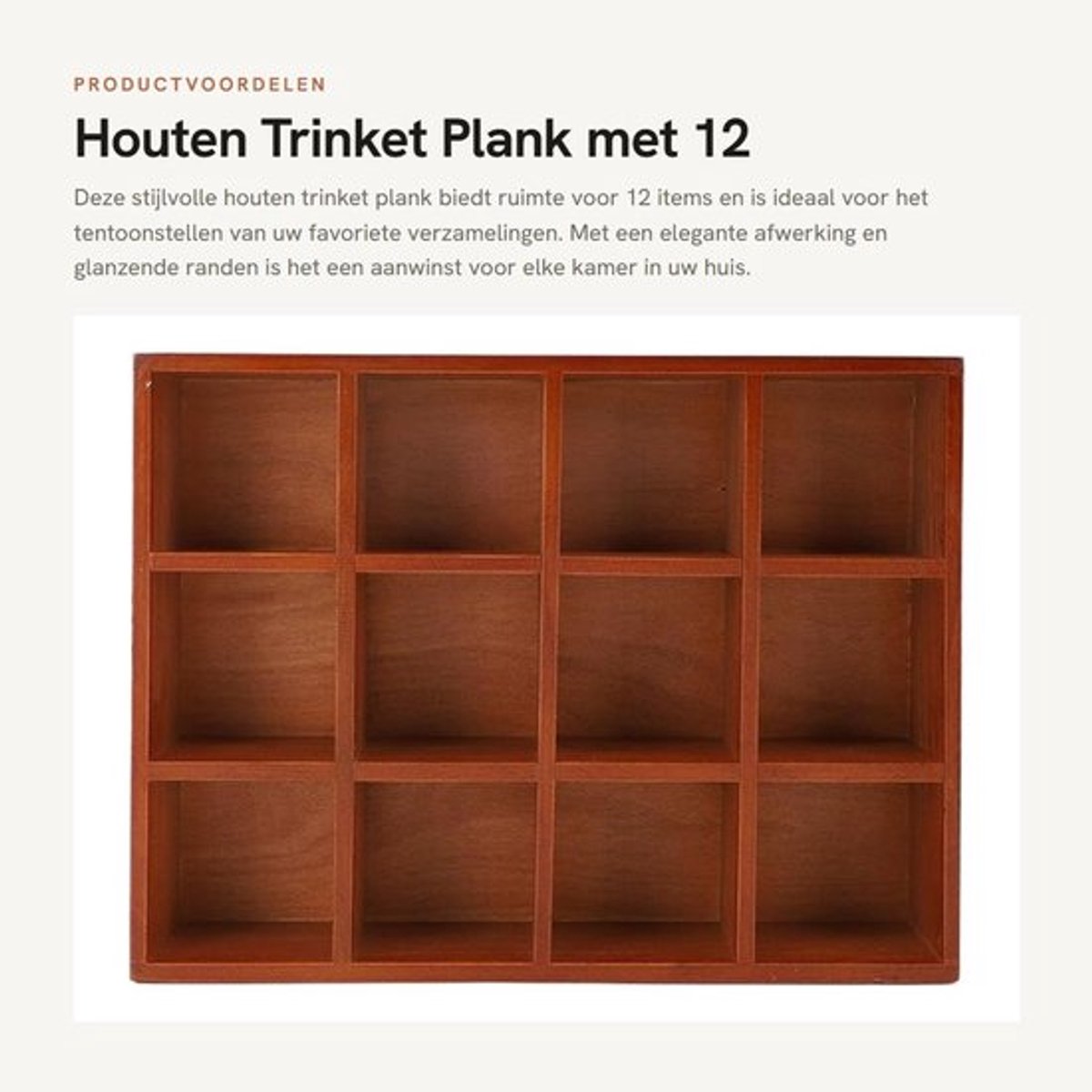Trinket Plank Vintage - Wandmontage - 12 Compartimenten - Stevige Houder - Display Plank - Elegante Afwerking - Wandplank