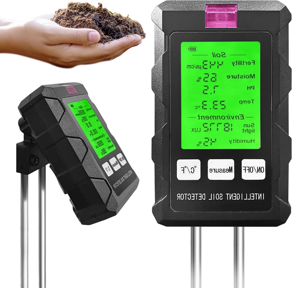 Bodemtester 6-in-1 - Vochtmeter Planten PH - Plantenverzorging Optimaliseren - Zeer Nauwkeurige Sensor - 4 x 4 x 22 cm