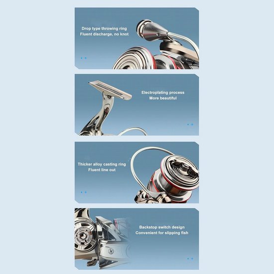 Professionele Metalen Spin Reel voor Zoet- en Zoutwater Vissen met Hoge Sterkte en Duurzaamheid — afbeelding 2