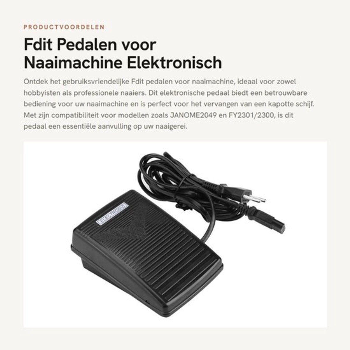 Pedalen voor Naaimachine - Elektronisch Pedaal - Voor Thuisgebruik - Zwart - Vervangingsonderdeel - Compatibel met Diverse Naaimachi...