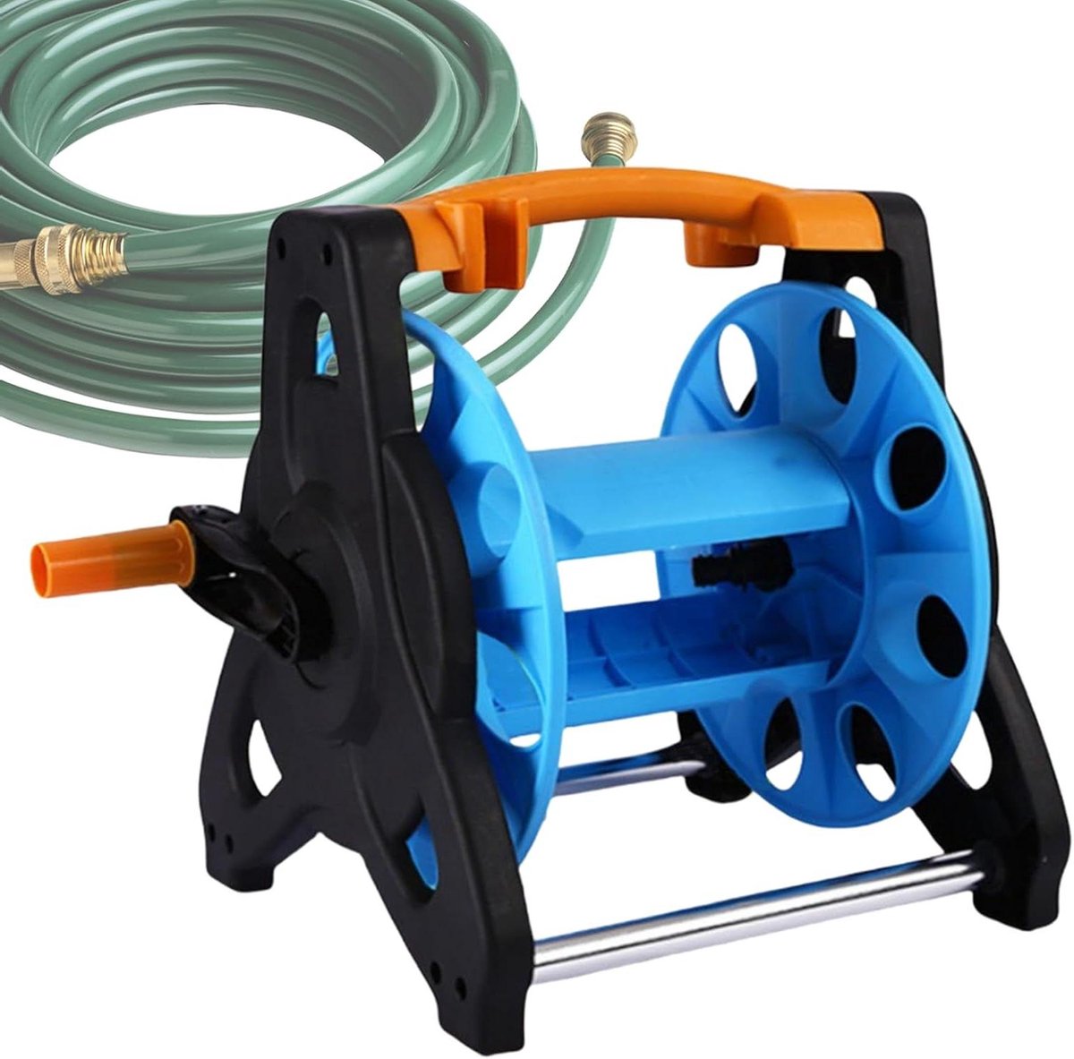 Slanghaspel Trolley - Water slanghouder - Tuin water geven - Robuust metalen frame - 100ft capaciteit - Zwart