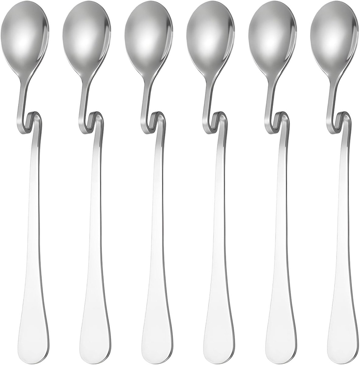 Lepelset - Zilver - 16,9 cm - Roestvrij Staal met Gebogen Handvatten - Voor Jam en Dranken