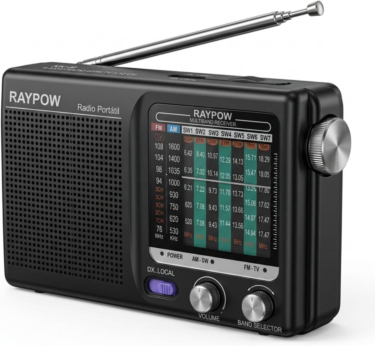 Noodradio solar en opwindbaar - Zwart - 78 x 29 x 13 mm - Draagbare AM/FM/SW Radio met Batterijvoeding - Voor Noodgebruik Binnen en Buiten