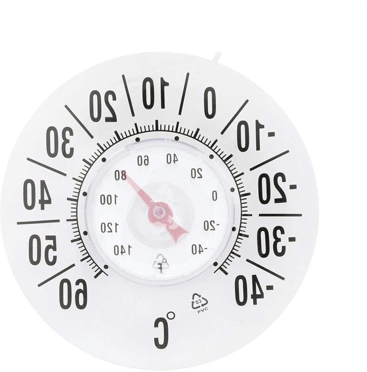 Binnen en Buiten Thermometer - Draadloze Temperatuurmeter - Klimaat Bewaken - Nauwkeurige Analoge Meting - 180 mm Diameter - Wit