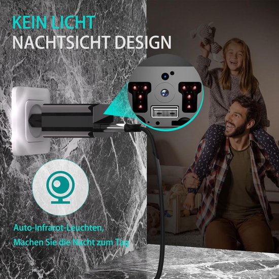Verborgen Camera USB Lader - Mini Camera Spycam - Woning Beveiliging - Bewegingsdetectie Nachtzicht - 1080P HD - Zwart — afbeelding 3