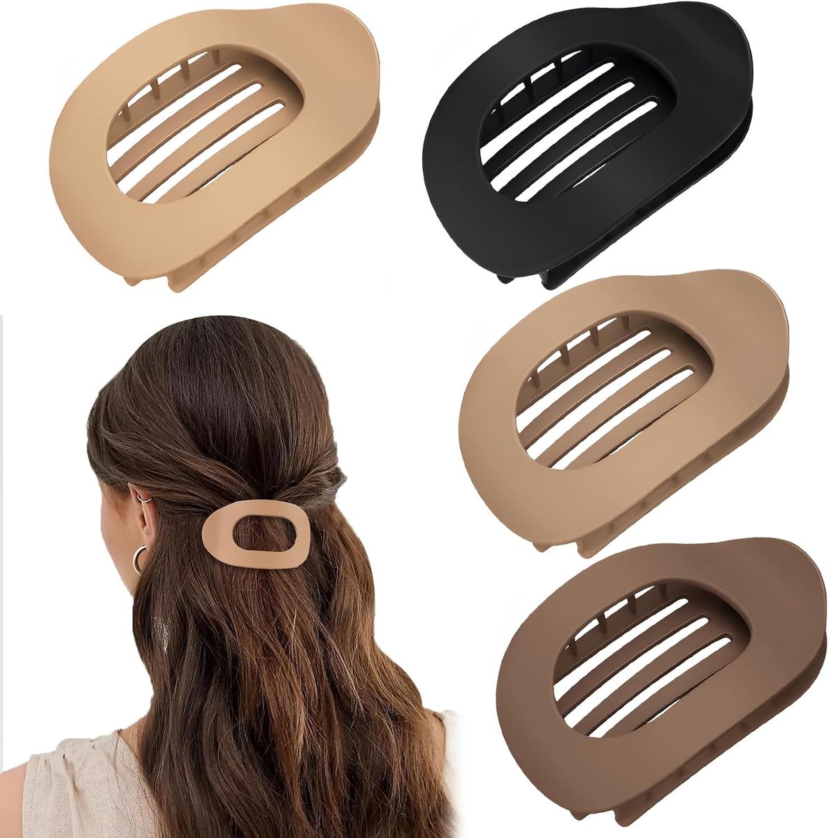 Set van 4 Platte Haarclips voor Vrouwen, Sterke Grip, Ultra Dun en Lichtgewicht, Ideaal voor Sport, Kantoor en Dagelijks Gebruik