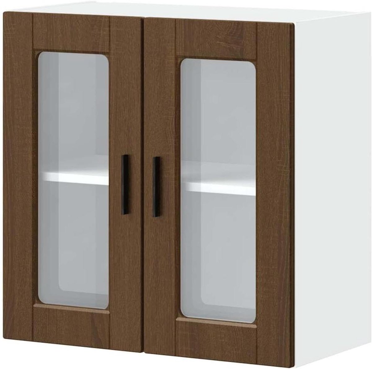 Keukenombouwkast - Wandkast Keuken - Keuken Organiseren - Glazen Deur - 60 x 31 x 60 cm - Bruin Eikenlook
