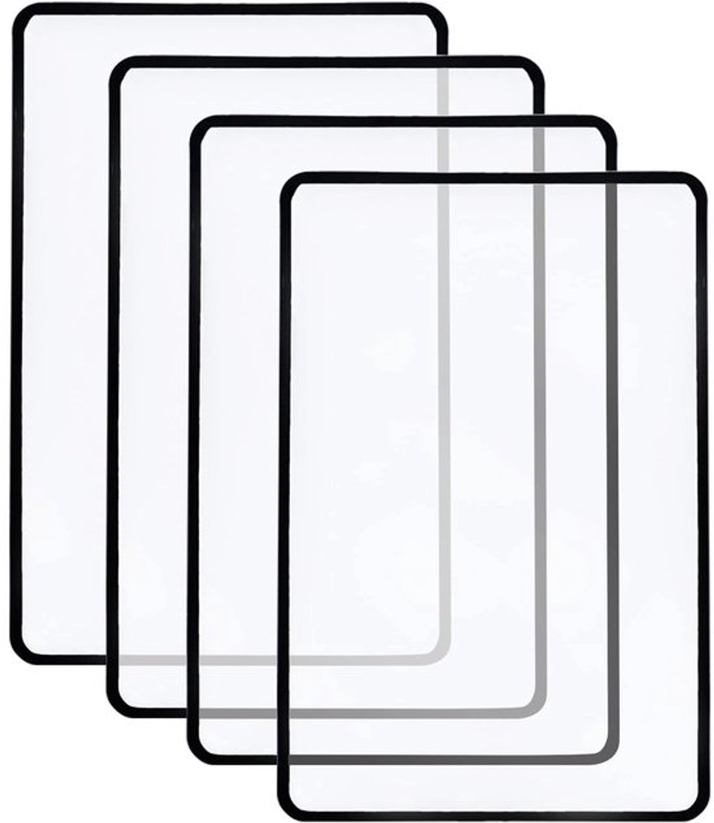 Vergrootglas 3x Vergroting - Handheld Vergrootglas - Rechthoekig Vergrootglas - 4 Stuks - 12 x 18 cm - Transparant Zwart Frame - Loep
