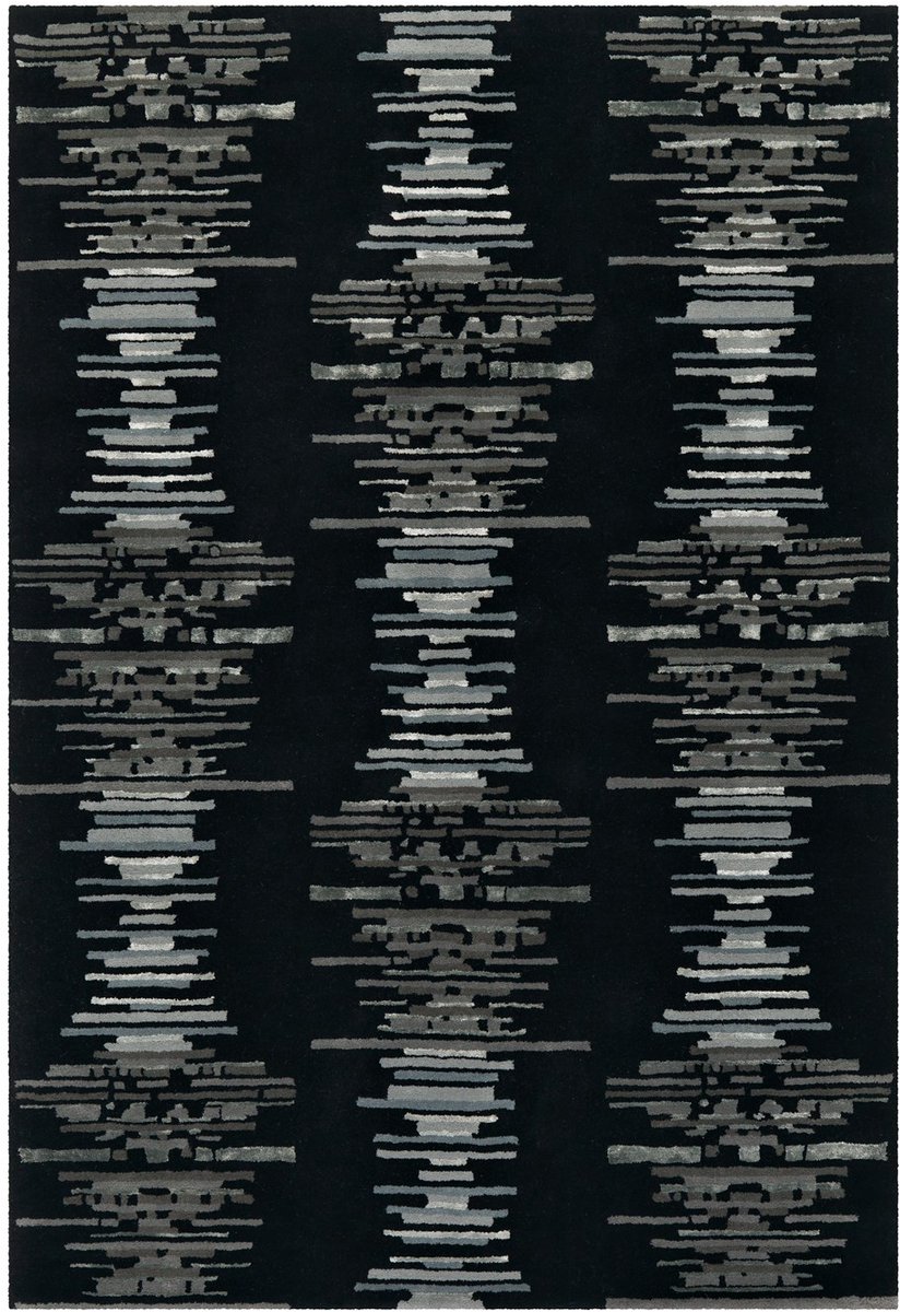 Padiro laagpolig vloerkleed 120 x 180 cm - antraciet - modern abstract design - geschikt voor vloerverwarming - van wol en viscose