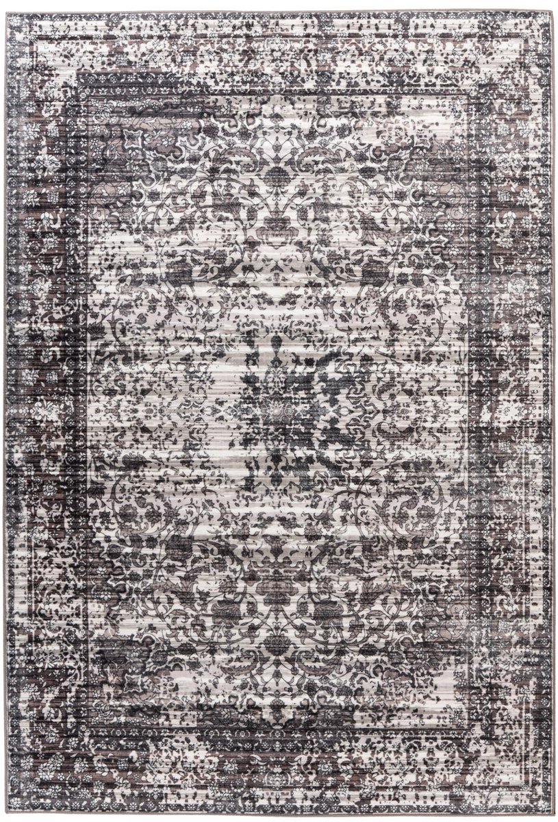Padiro laagpolig vloerkleed 200 x 290 cm - grijs - modern abstract design - geschikt voor vloerverwarming - van polyester