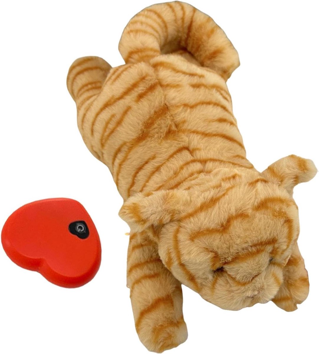 Pluche hondenspeelgoed - Hartslag speelgoed - Eenzaamheid verlichten - Hartslagsimulator - 38 cm - Geel