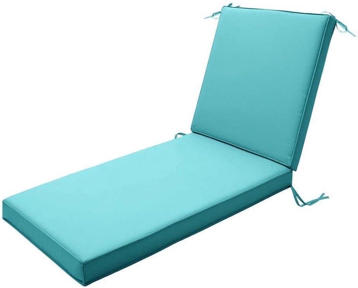 Ligstoelkussen - Loungestoelkussen Tuinkussen - Buiten Ontspannen - Waterbestendig Ontwerp - 188 x 58 x 10 cm - Hemelsblauw