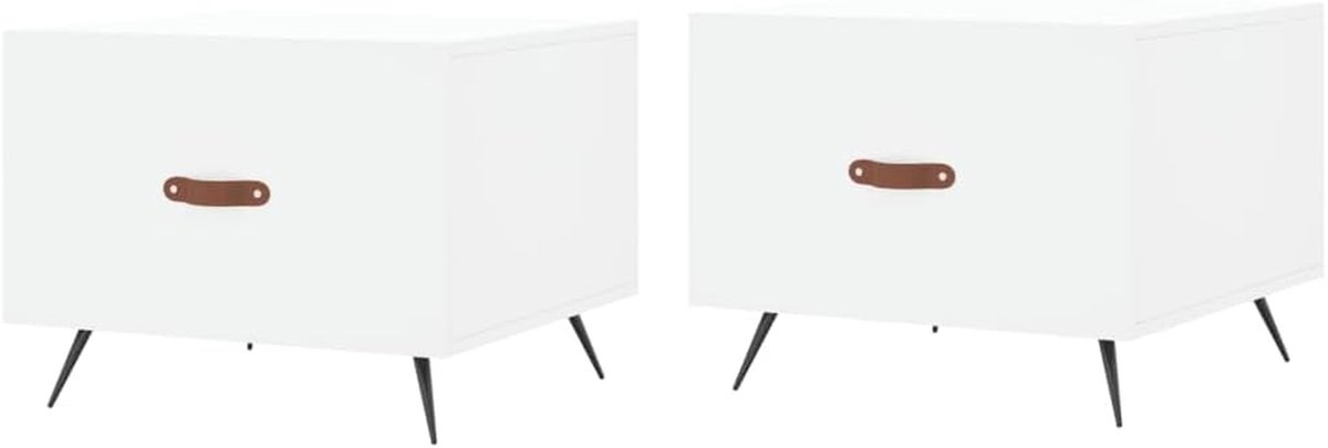 Salontafel met lade - Bijzettafel Koffietafel - Woonkamer inrichten - Robuuste ijzeren poten - 50 x 50 x 40 cm