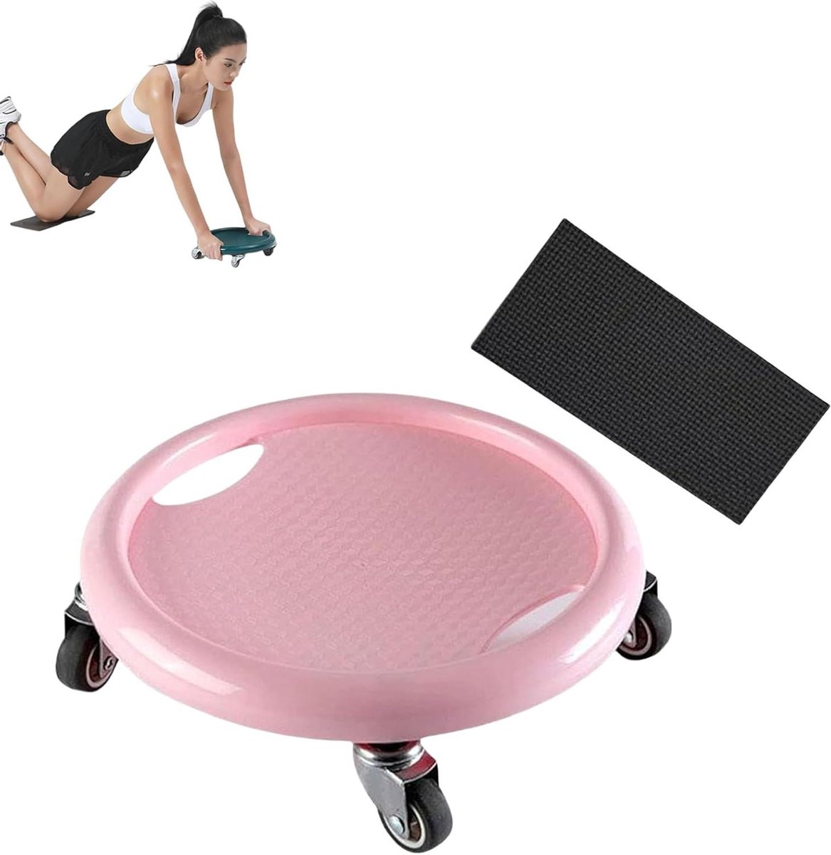Ab Roller Wheel - Buikspierroller Core Trainer - Buikspieren Trainen - 360 Graden Flexibel - 28 cm - Roze