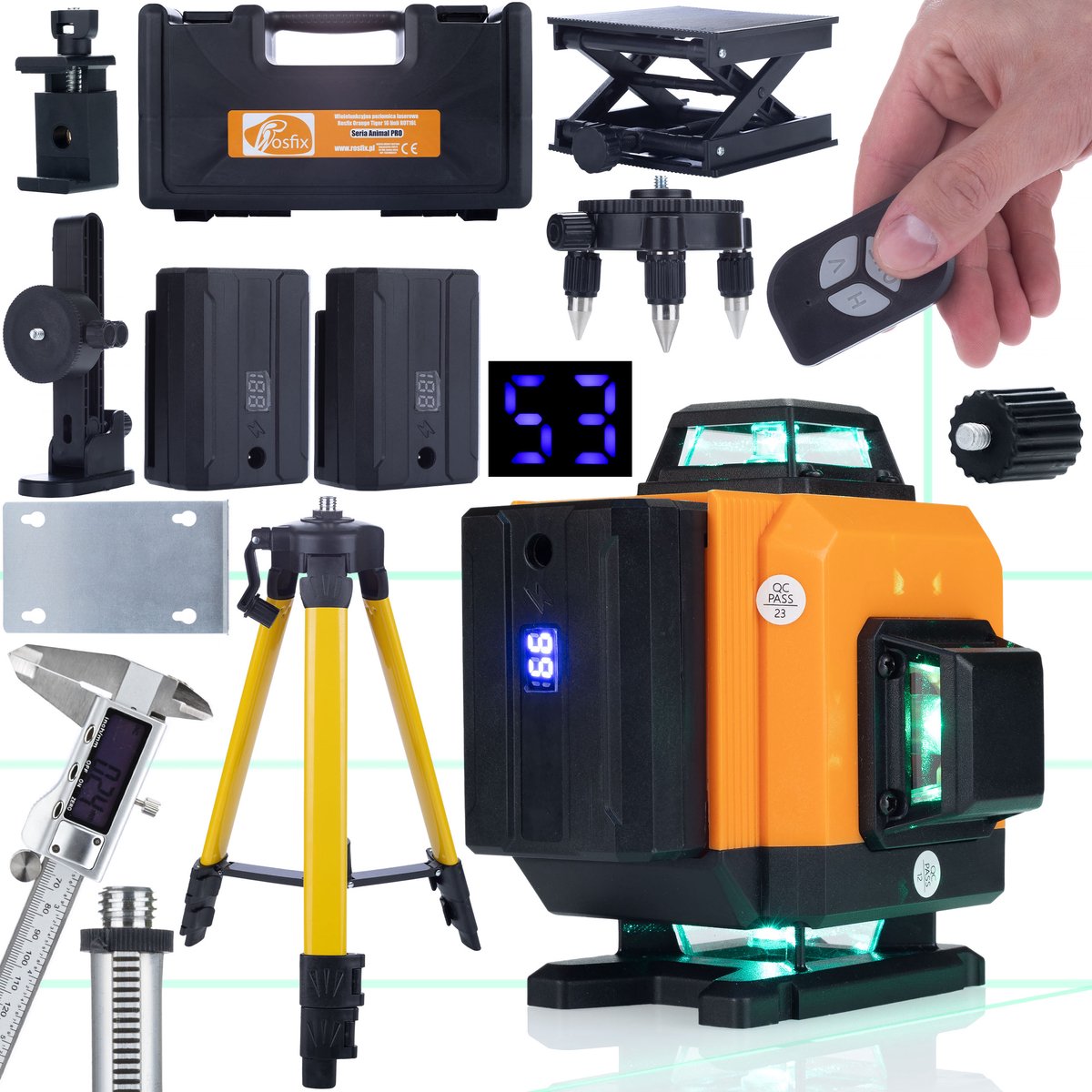 Rosfix Kruislijnlaser ROT16L - 16 Lijnen 360° Groen - Nauwkeurigheid 0,2mm/10m - IP54