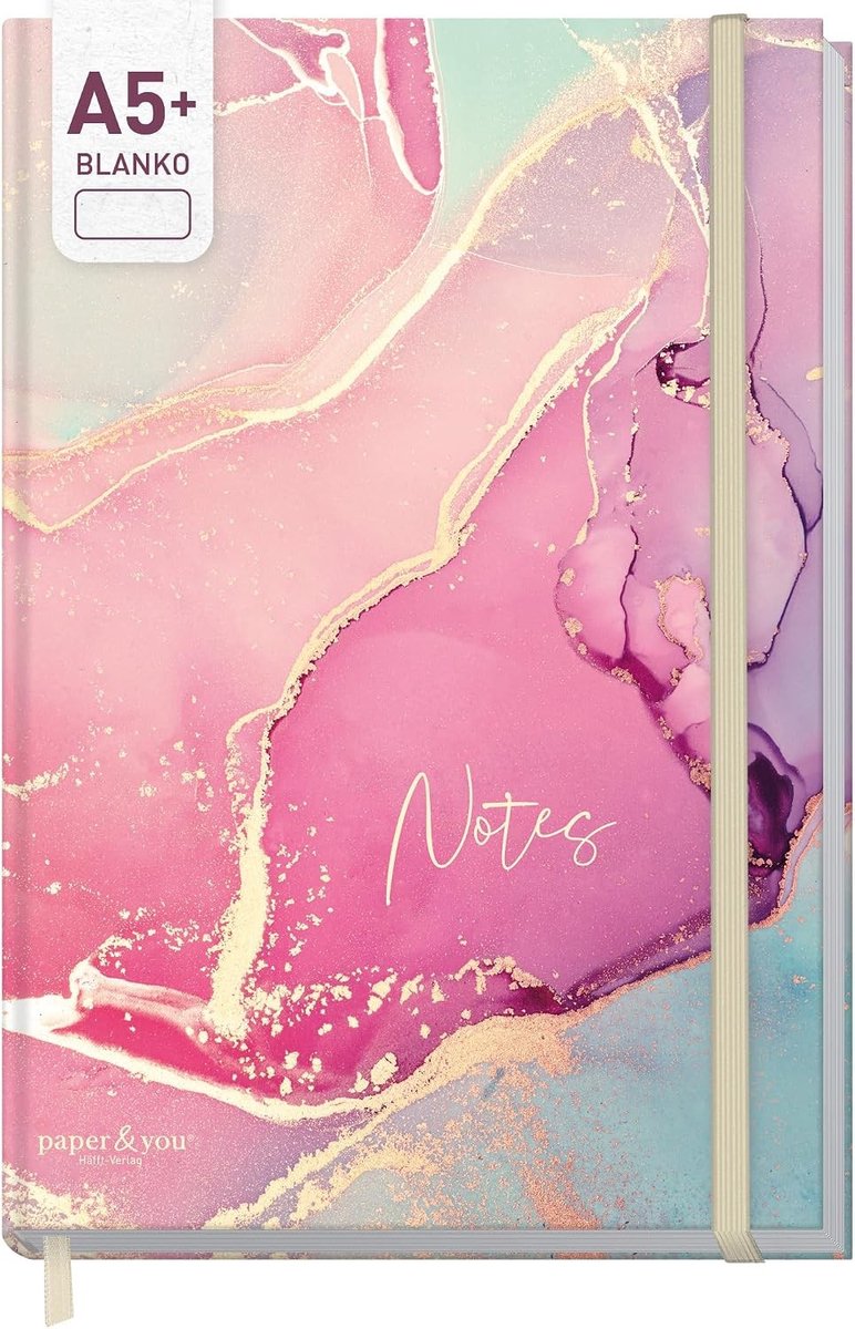 Digitaal notitieboek - Silky Pink - A5+ - Blanco journal met elastieken band - Voor notities, dagboek en creatieve lijsten