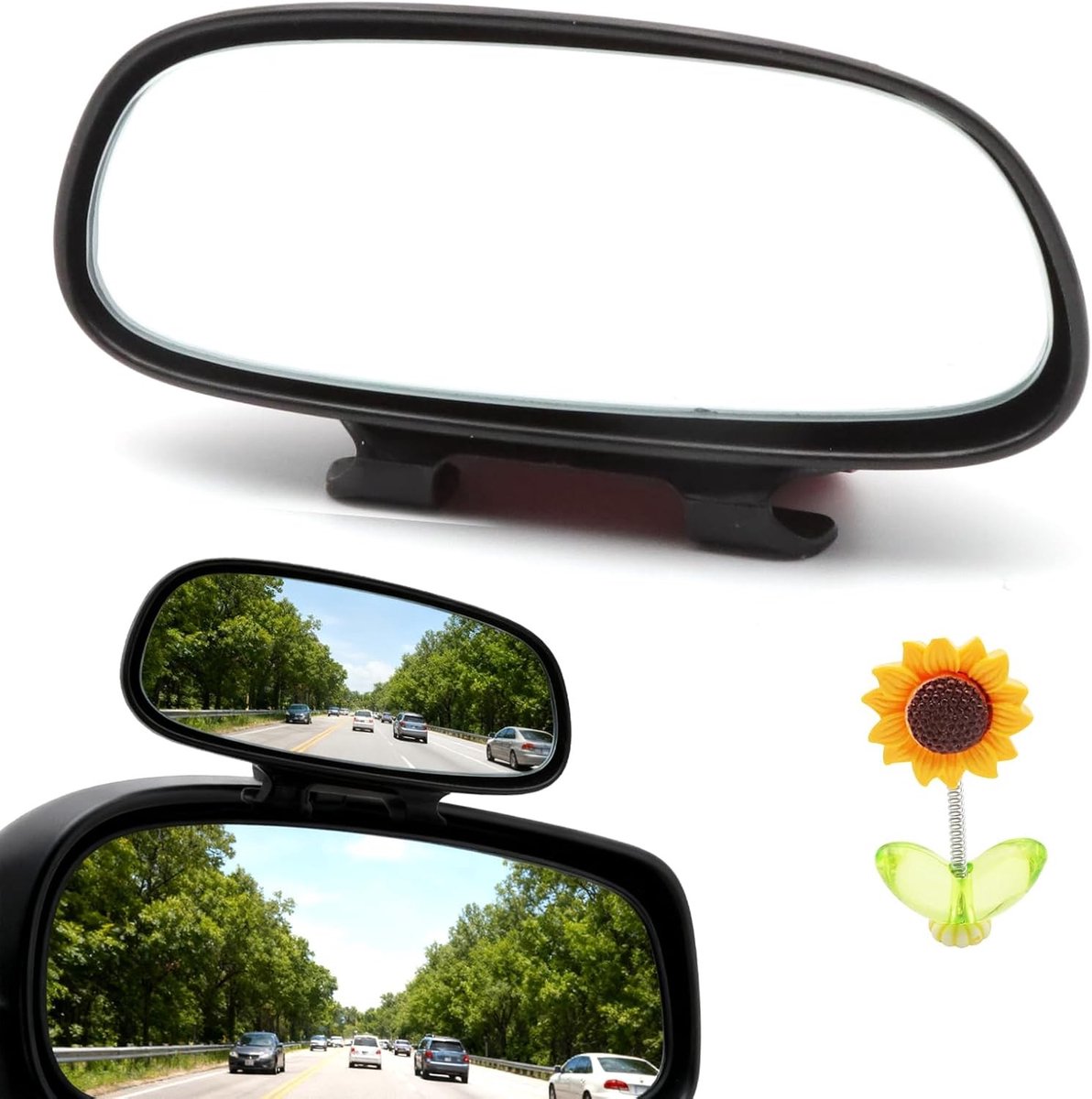 Dodehoekspiegel - Zwart - 4 x 18 x 11 cm - ABS en Glas - Verstelbare Extra Spiegel voor Auto en Vrachtwagen