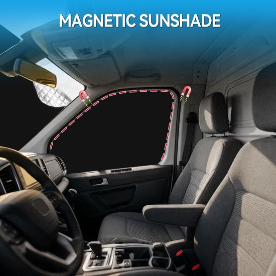 Interne Thermische Zonnebescherming voor Bestelwagens 2019-2025, 3-Pack UV Bestendige Vouwbare Voorruitbedekking, Zwart voor Privacy en Isolatie — afbeelding 2