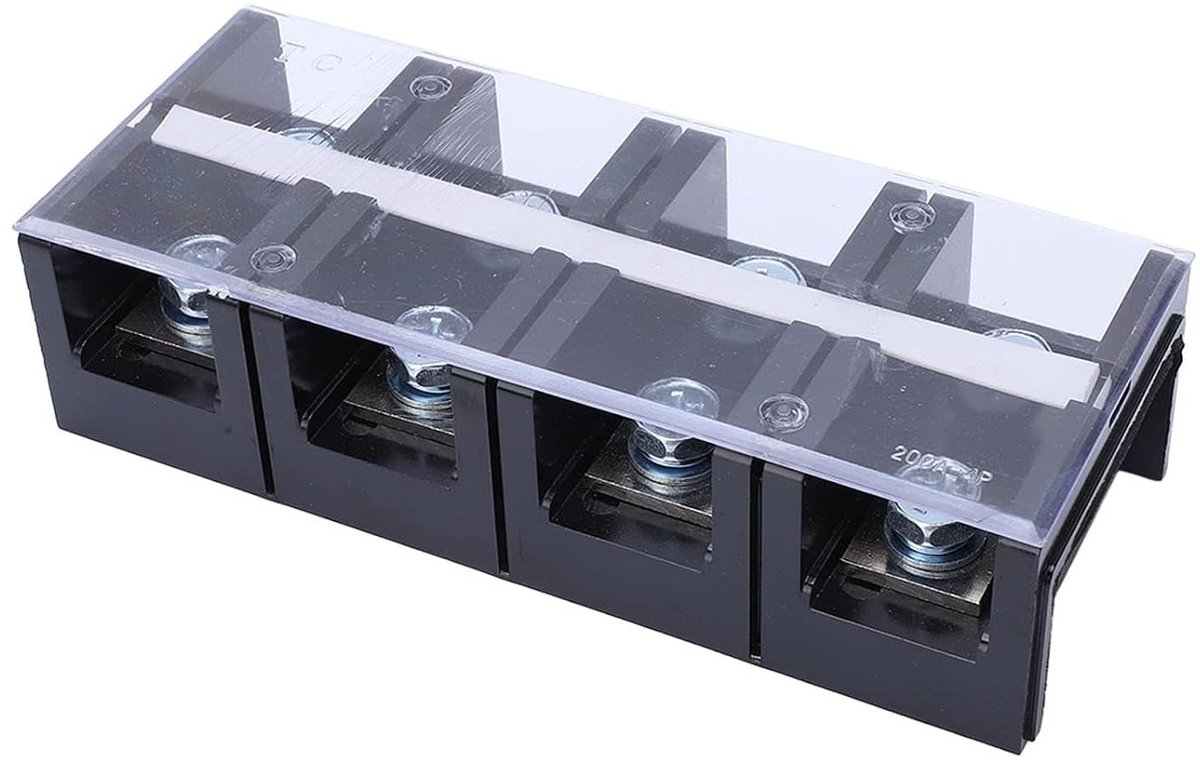 Schoenblok voor elektrische verbindingen met 4 posities, 200A, dual row en schroeftype terminal strip