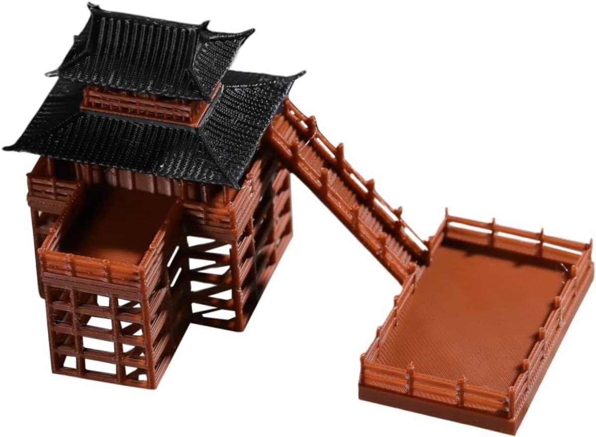 Miniatuur Paviljoen Beeldje - Tuin Decoratie Ornament - Aquarium Inrichting - Zen Tuin Stijl - 6.5x6x5CM - Meerkleurig