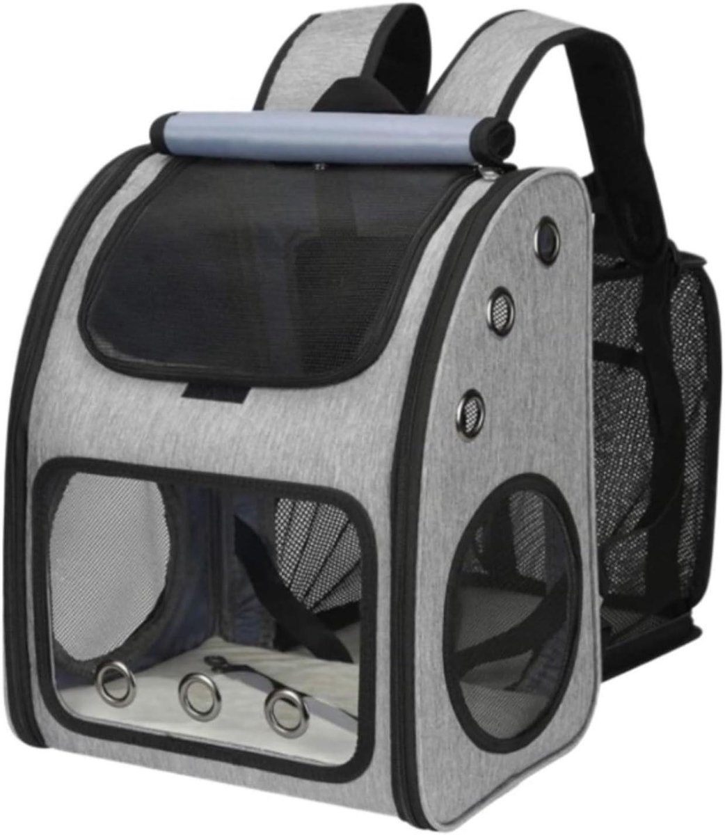 Huisdierenrugzak - Draagtas Hond Kat - Reizen met Huisdier - Goede Ventilatie - 34x27x42.5cm - Grijs