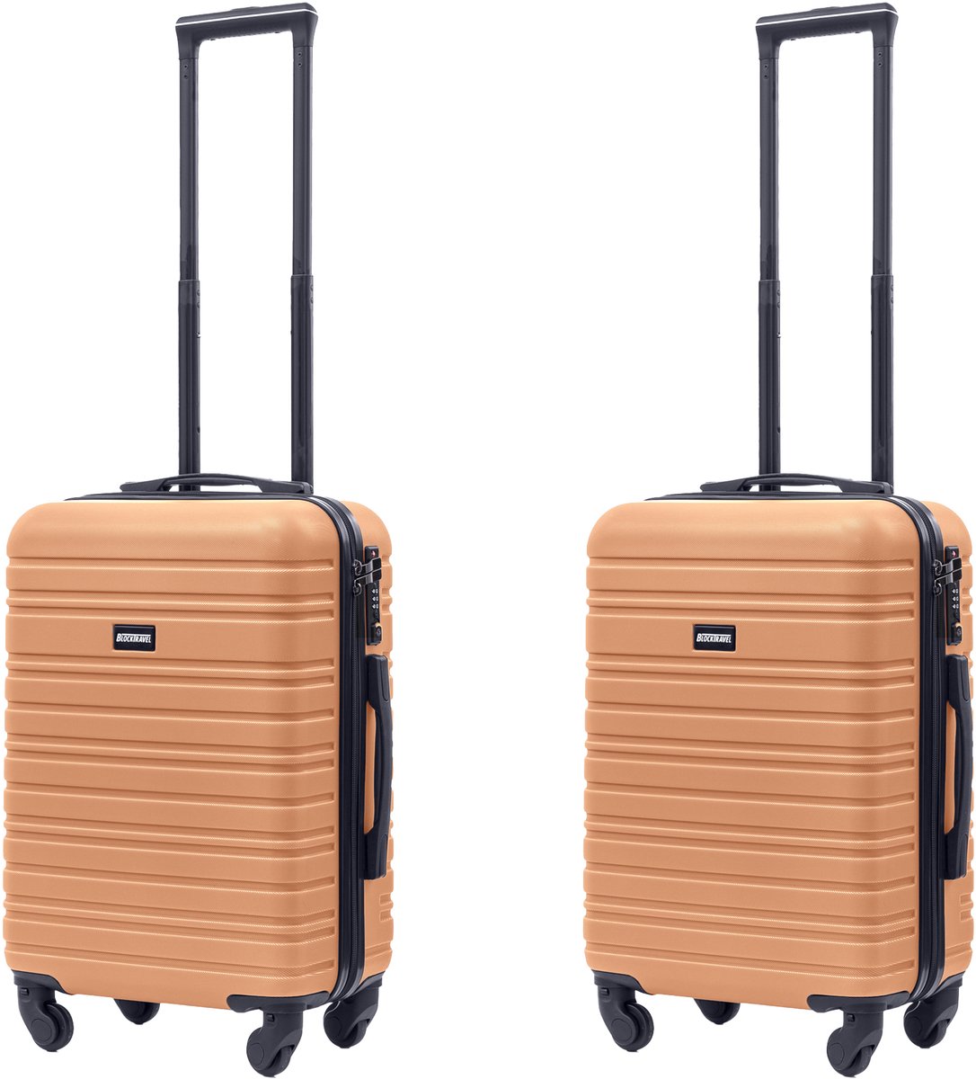 BlockTravel® Kofferset 2 Delig - Koffer met Wielen - Reiskoffer Handbagage - Handbagage Trolley - Valies Set - 39 Liter - Inbouw TSA Slot - Afneembare 360º Wielen - Lichtgewicht ABS - Licht oranje