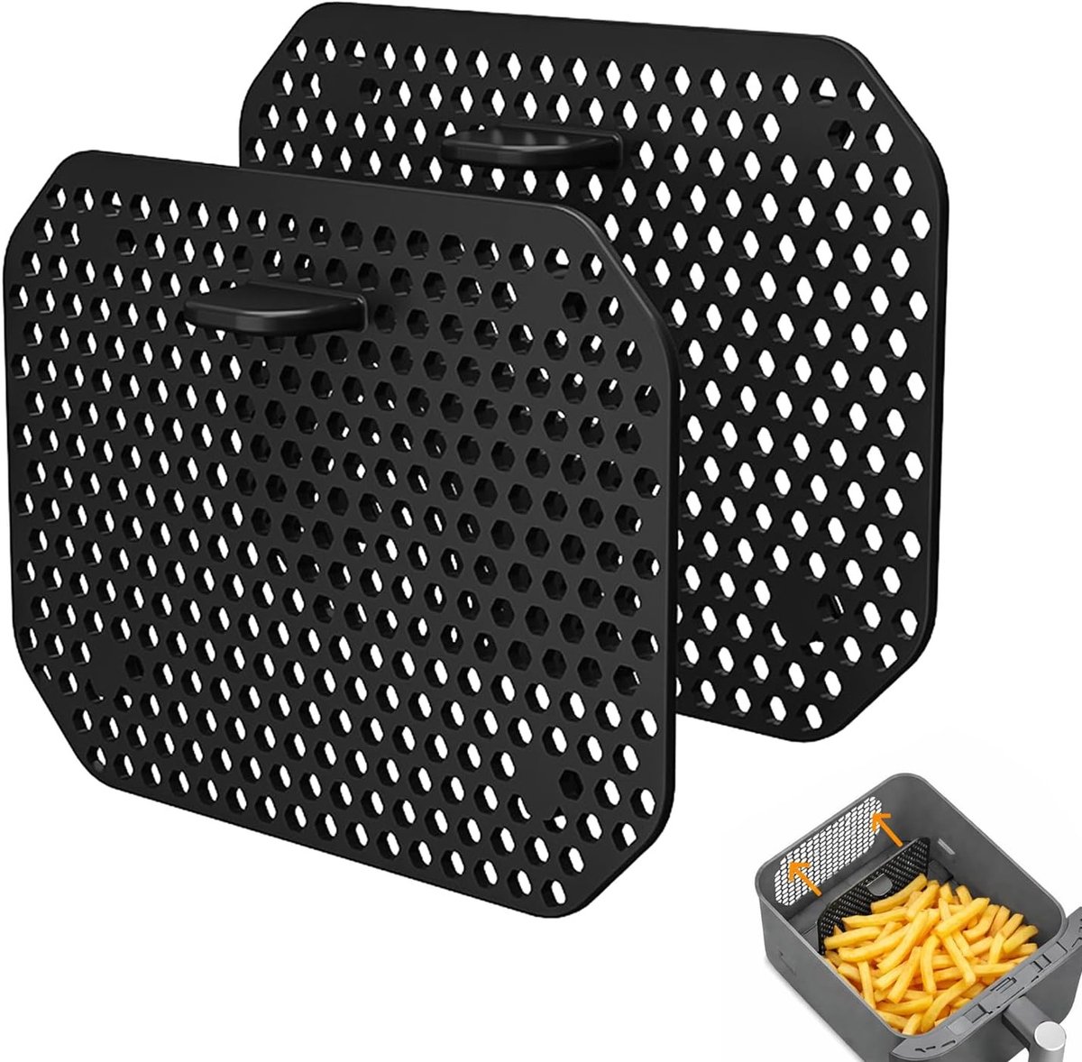 Herbruikbare Siliconen Spatdeksel voor Airfryer, Dubbele Stapelaccessoires, Vetbescherming en Kookaccessoires voor Gezond Koken