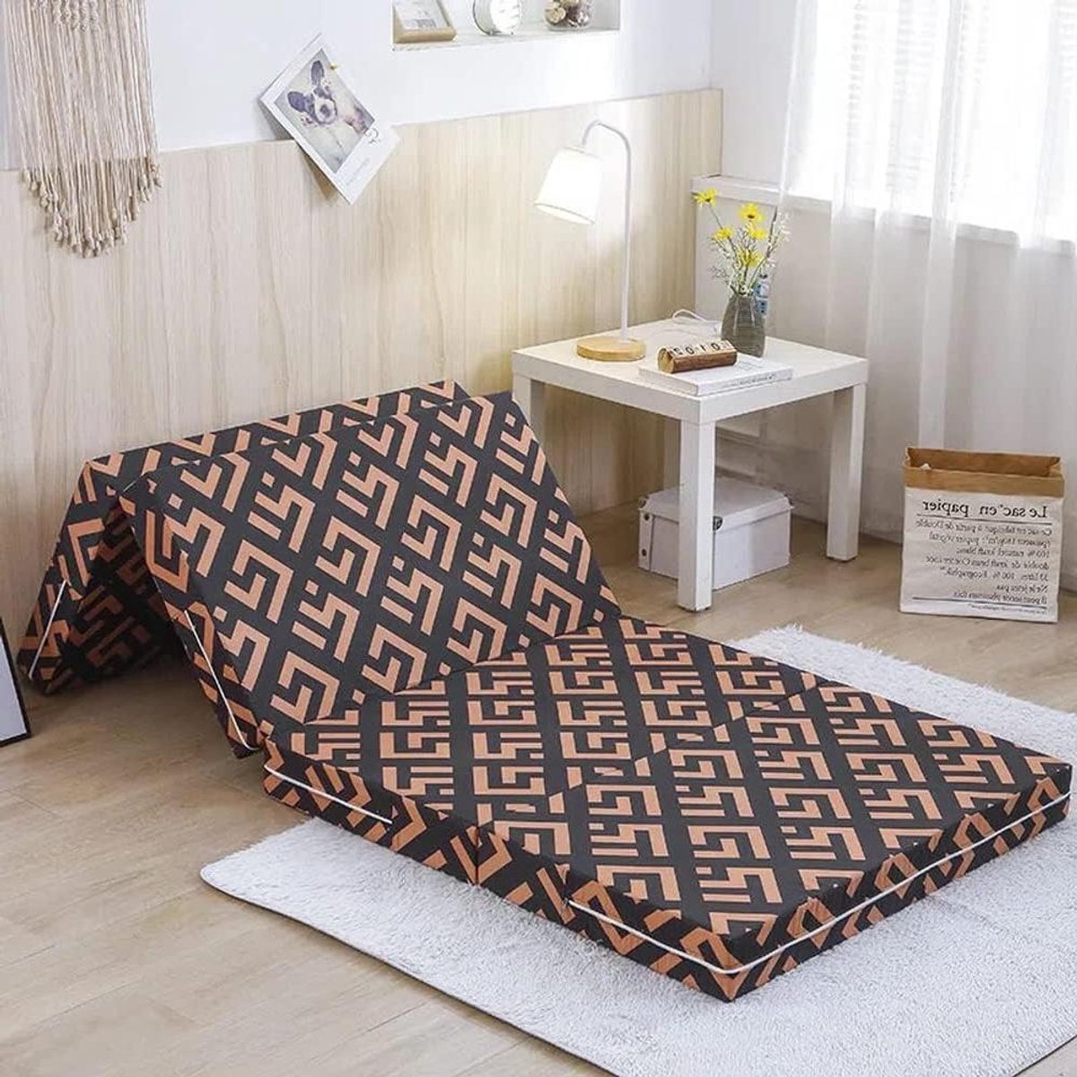 Opvouwbare Matras - Gastenmatras Slaapbank - Comfortabel Slapen - Traagschuim Vulling - 200x80x10cm - Khaki