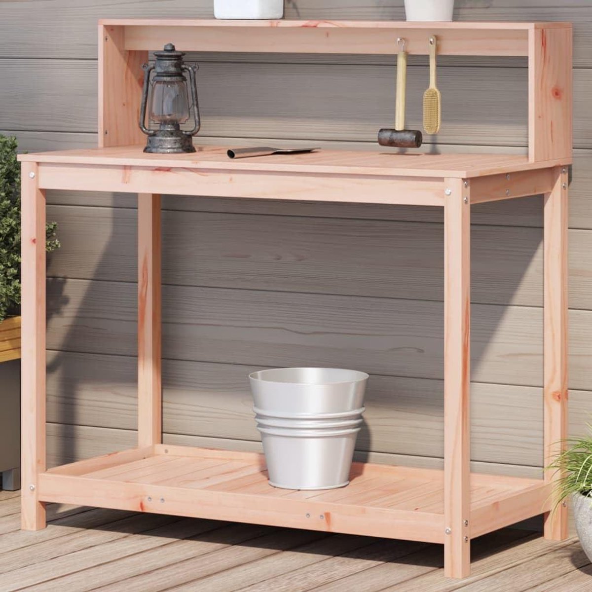 Houten Plantentafel - Tuinwerktafel Bloementafel - Planten Verzorgen - Douglas Massief Hout - 108 x 50 x 109.5 cm - Houtkleur